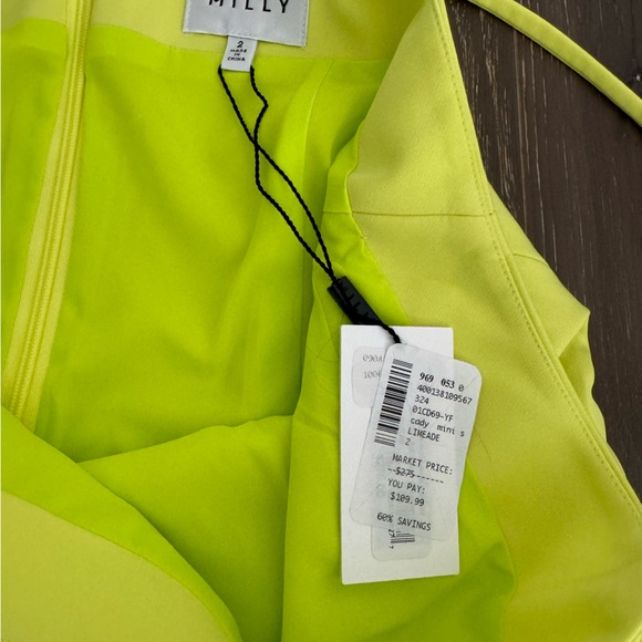 NWT - Milly Cady Slip Dress - Size 2 - Limeade - Picture 6 of 7